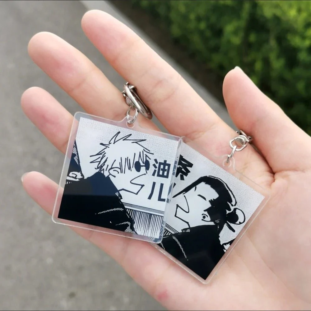 2pcs Jujutsu Kaisen Matching Gojo & Geto Funny Arguing Keychains Set – Cute Anime Acrylic Charm Set - Image 2
